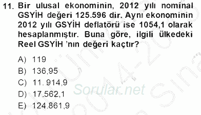 Ekonomik Analiz 2014 - 2015 Ara Sınavı 11.Soru