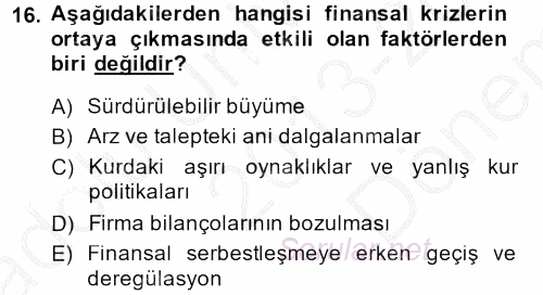 Türkiye Ekonomisi 2013 - 2014 Dönem Sonu Sınavı 16.Soru