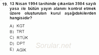 Türkçe Cümle Bilgisi 2 2013 - 2014 Dönem Sonu Sınavı 19.Soru