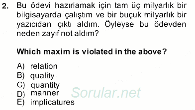Dilbilim 2 2013 - 2014 Ara Sınavı 2.Soru