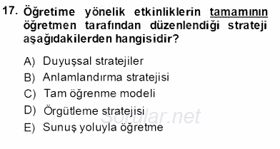 Öğretim İlke Ve Yöntemleri 2013 - 2014 Ara Sınavı 17.Soru