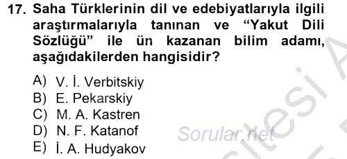 Çağdaş Türk Edebiyatları 2 2014 - 2015 Dönem Sonu Sınavı 17.Soru