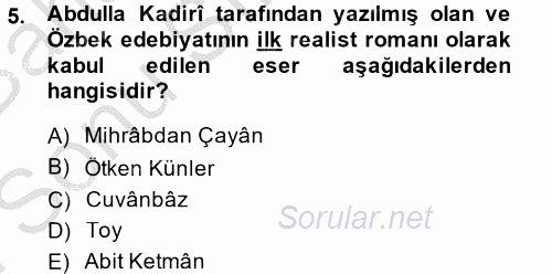 Çağdaş Türk Edebiyatları 2 2014 - 2015 Dönem Sonu Sınavı 5.Soru