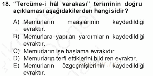 Osmanlı Türkçesi Metinleri 2 2012 - 2013 Dönem Sonu Sınavı 18.Soru