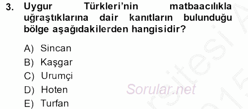 Türk Basın Tarihi 2014 - 2015 Dönem Sonu Sınavı 3.Soru