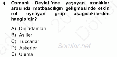 Türk Basın Tarihi 2014 - 2015 Dönem Sonu Sınavı 4.Soru