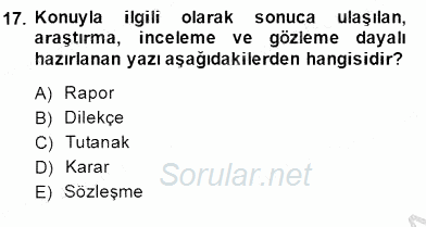 Türkçe Yazılı Anlatım 2014 - 2015 Ara Sınavı 17.Soru