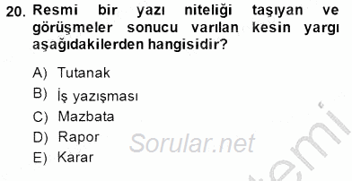 Türkçe Yazılı Anlatım 2014 - 2015 Ara Sınavı 20.Soru