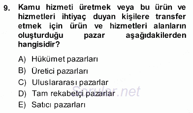 Pazarlama İlkeleri 2013 - 2014 Ara Sınavı 9.Soru