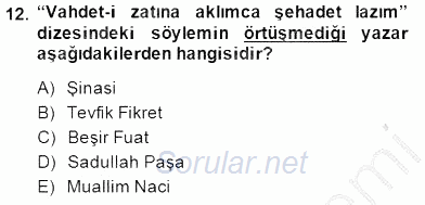 Tanzimat Dönemi Türk Edebiyatı 1 2014 - 2015 Ara Sınavı 12.Soru