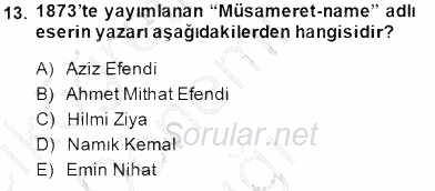 Tanzimat Dönemi Türk Edebiyatı 1 2014 - 2015 Ara Sınavı 13.Soru