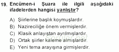 Tanzimat Dönemi Türk Edebiyatı 1 2014 - 2015 Ara Sınavı 19.Soru