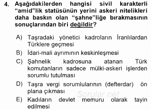 Türk İdare Tarihi 2015 - 2016 Ara Sınavı 4.Soru