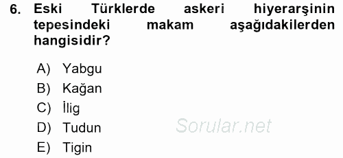 Türk İdare Tarihi 2015 - 2016 Ara Sınavı 6.Soru
