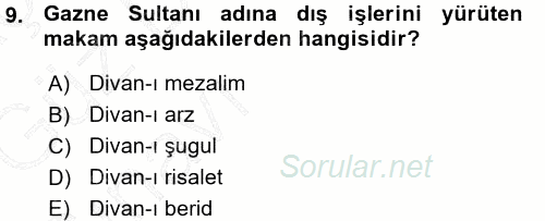 Türk İdare Tarihi 2015 - 2016 Ara Sınavı 9.Soru