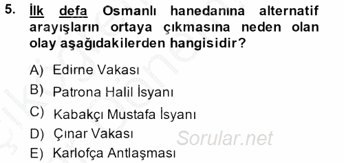 Osmanlı Tarihi (1789-1876) 2013 - 2014 Ara Sınavı 5.Soru