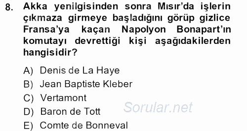 Osmanlı Tarihi (1789-1876) 2013 - 2014 Ara Sınavı 8.Soru