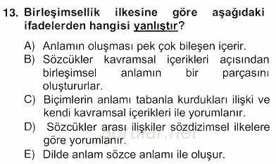 Genel Dilbilim 2 2012 - 2013 Ara Sınavı 13.Soru