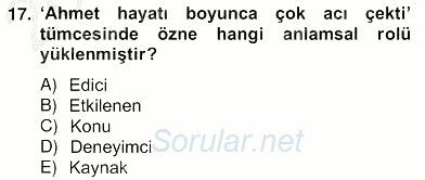 Genel Dilbilim 2 2012 - 2013 Ara Sınavı 17.Soru