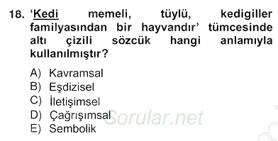 Genel Dilbilim 2 2012 - 2013 Ara Sınavı 18.Soru
