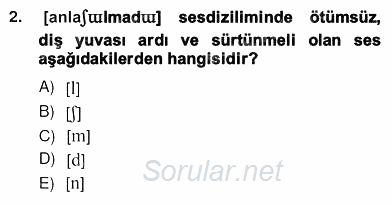 Genel Dilbilim 2 2012 - 2013 Ara Sınavı 2.Soru