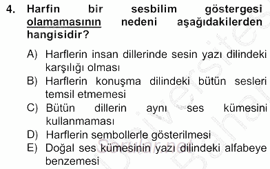 Genel Dilbilim 2 2012 - 2013 Ara Sınavı 4.Soru