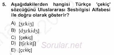 Genel Dilbilim 2 2012 - 2013 Ara Sınavı 5.Soru