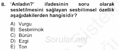 Genel Dilbilim 2 2012 - 2013 Ara Sınavı 8.Soru