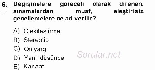 Kültürlerarası İletişim 2013 - 2014 Ara Sınavı 6.Soru