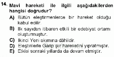 Cumhuriyet Dönemi Türk Şiiri 2012 - 2013 Ara Sınavı 14.Soru