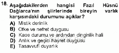 Cumhuriyet Dönemi Türk Şiiri 2012 - 2013 Ara Sınavı 18.Soru