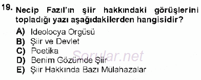 Cumhuriyet Dönemi Türk Şiiri 2012 - 2013 Ara Sınavı 19.Soru