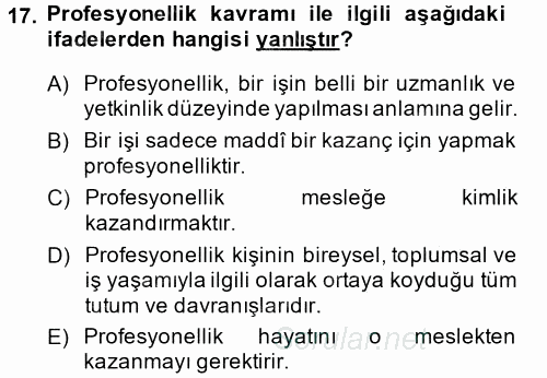 Yönetici Asistanlığı 2013 - 2014 Tek Ders Sınavı 17.Soru