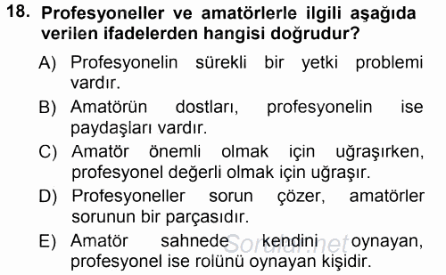 Yönetici Asistanlığı 2013 - 2014 Tek Ders Sınavı 18.Soru
