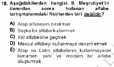 XVI-XIX. Yüzyıllar Türk Dili 2013 - 2014 Dönem Sonu Sınavı 18.Soru