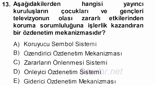 Medya Hukuku 2013 - 2014 Ara Sınavı 13.Soru