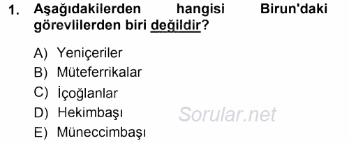 Türk İdare Tarihi 2012 - 2013 Ara Sınavı 1.Soru