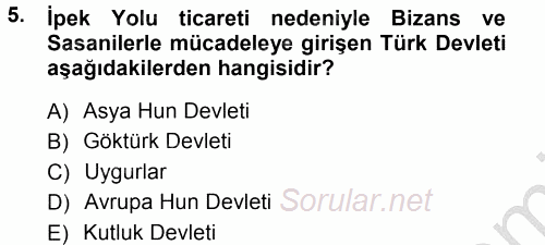 Türk İdare Tarihi 2012 - 2013 Ara Sınavı 5.Soru