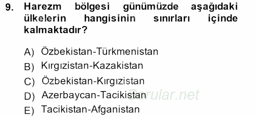 XI-XIII. Yüzyıllar Türk Dili 2014 - 2015 Dönem Sonu Sınavı 9.Soru