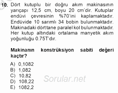 Elektrik Makinaları 2014 - 2015 Ara Sınavı 10.Soru