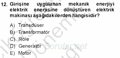 Elektrik Makinaları 2014 - 2015 Ara Sınavı 12.Soru
