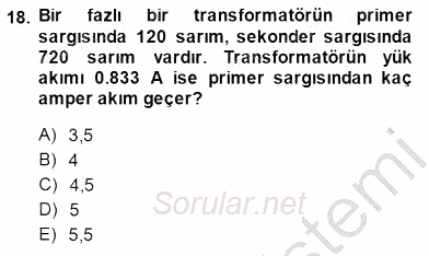 Elektrik Makinaları 2014 - 2015 Ara Sınavı 18.Soru