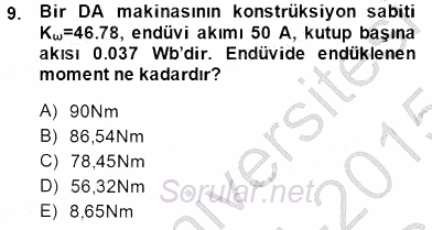 Elektrik Makinaları 2014 - 2015 Ara Sınavı 9.Soru