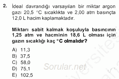 Genel Kimya 2 2013 - 2014 Ara Sınavı 2.Soru