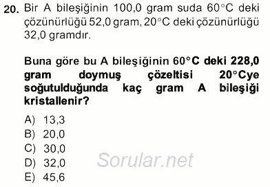 Genel Kimya 2 2013 - 2014 Ara Sınavı 20.Soru