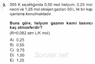 Genel Kimya 2 2013 - 2014 Ara Sınavı 3.Soru