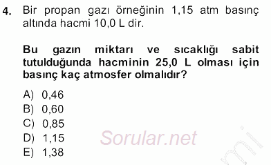 Genel Kimya 2 2013 - 2014 Ara Sınavı 4.Soru
