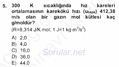 Genel Kimya 2 2013 - 2014 Ara Sınavı 5.Soru