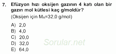 Genel Kimya 2 2013 - 2014 Ara Sınavı 7.Soru