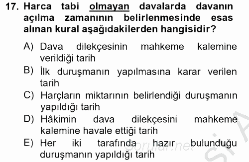 Damga Vergisi Ve Harçlar Bilgisi 2012 - 2013 Dönem Sonu Sınavı 17.Soru
